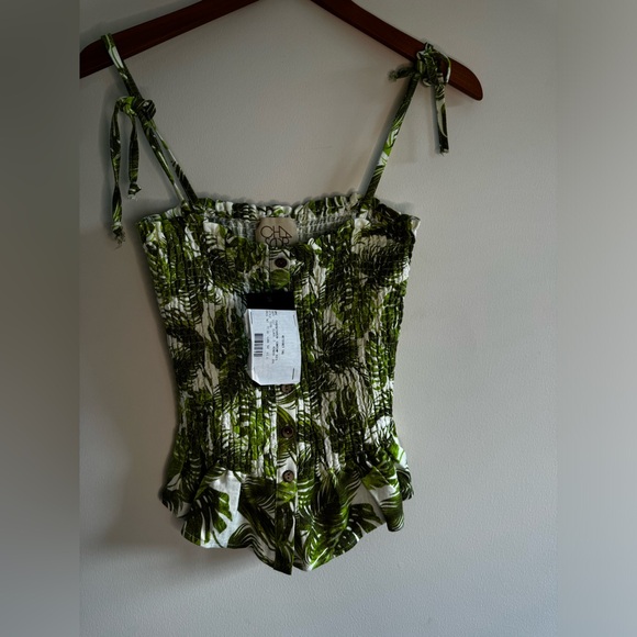 Chaser Women's Smocked Tropical Green Tank Medium - Picture 3 of 6